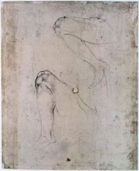 Techo de la Capilla Sixtina (1508-12): Dos bocetos de la pierna derecha de Eva de la escena del Pecado Original